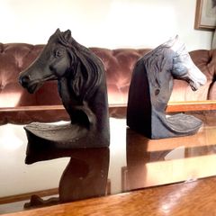 Set of 2 Textured Bronzed Metal Horse Head Bookends