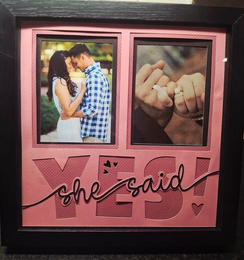Personalised engagement and wedding shadow boxes