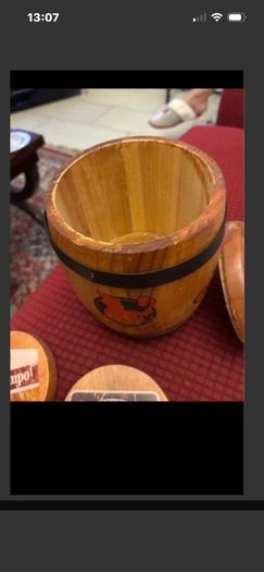 Vintage Cruzcampo Timber Barrel & Coasters Set