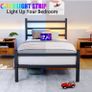 3ft Single Bed Frame with Headboard & LED Lights,Heavy Duty Metal Platform Bed Frame with Charging Station Image 6