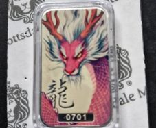 Color Lucky Dragon Bar Kuangying Silver Bar 1 Troy Oz Scotsdale Mint Sealed