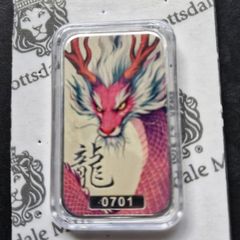 Color Lucky Dragon Bar Kuangying Silver Bar 1 Troy Oz Scotsdale Mint Sealed