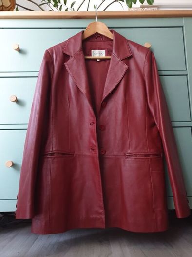 Burgundy Red Leather Jacket Size Uk 16