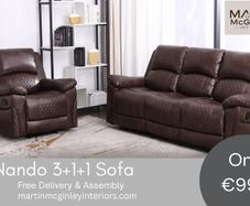 New Nando Full Recliner Sofa 3+1+1 Brown