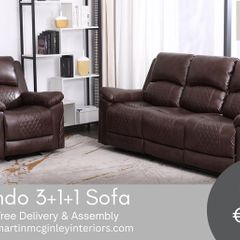 New Nando Full Recliner Sofa 3+1+1 Brown