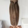 VINTAGE 1980s khaki suede leather high waist midi wiggle skirt Made in Ireland by Body Rock size 8 Image 2