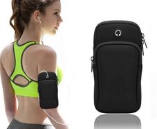 Running Armband Phone Holder, Neoprene Sports Case with Adjustable Strap, Black, Fits Phones up to 6.5 Inches