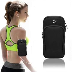 Running Armband Phone Holder, Neoprene Sports Case with Adjustable Strap, Black, Fits Phones up to 6.5 Inches