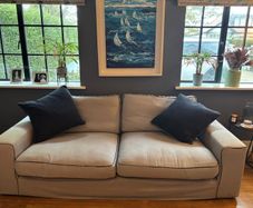 Pair 3 and 2 seat matching sofas (one is a sofa bed)