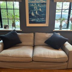 Pair 3 and 2 seat matching sofas (one is a sofa bed)