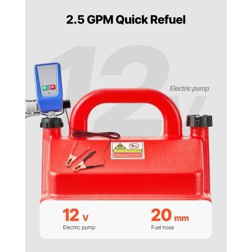 Fuel Caddy, 16 Gallon, Portable Fuel Tank with 12V DC 2.5 GPM Electric Fuel Transfer Pump, 4 ft Delivery Hose & Auto-Stop Sensor Nozzle