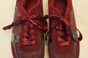 Brand New Burgundy Rhinestone Wedge Trainers - UK 7.5