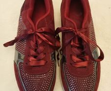 Brand New Burgundy Rhinestone Wedge Trainers - UK 7.5