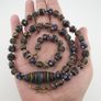 Antique Venetian African Style Skunk Eyes & Handmade Glass Pendant Necklace Image 2