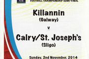 2014 Killanin v Calry / St. Joseph's - GAA Connacht Intermediate Football S.F. Programme