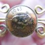 Vintage Twisted brass and Copper Foreign Coin Pin Image 7