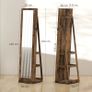 360 Swivel Jewellery Cabinet, Free Standing Full Length Mirror with Storage, Lockable Jewellery Organiser with Built-in Makeup Mirror and Storage Shelves for Bedroom, Rustic Brown Image 3