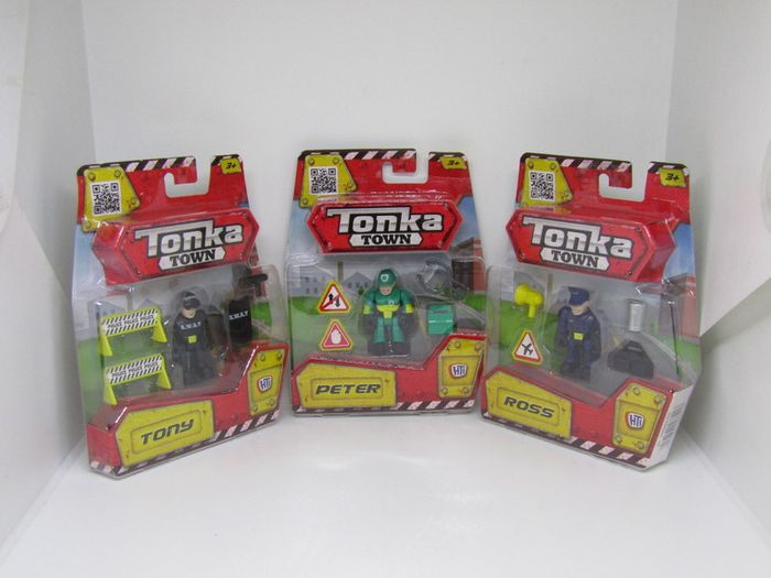 Lot of 3 Tonka Town Tony Peter And Ross The Tonka Town Playset Toy Mini Figure With Accessories Brand New Sealed