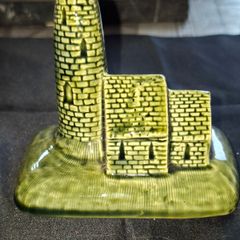 Vintage Green Glazed Ceramic of an Irish Round Tower and Church by Knock Pottery in Ireland and a Vintage Angel, Postage Available or Collection