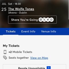 2 x Wolfetones tickets  less