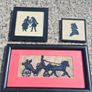 4 X Victorian Embroidered Silhouettes on Linen Image 2