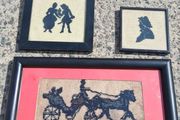 3 X Victorian Embroidered Silhouettes on Linen