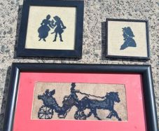 3 X Victorian Embroidered Silhouettes on Linen