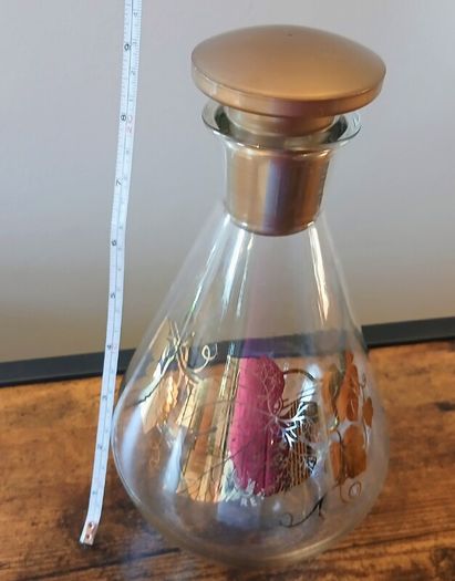 Vintage 1960s JAJ Pyrex Gold Grape Vine Decanter / Wine Carafe