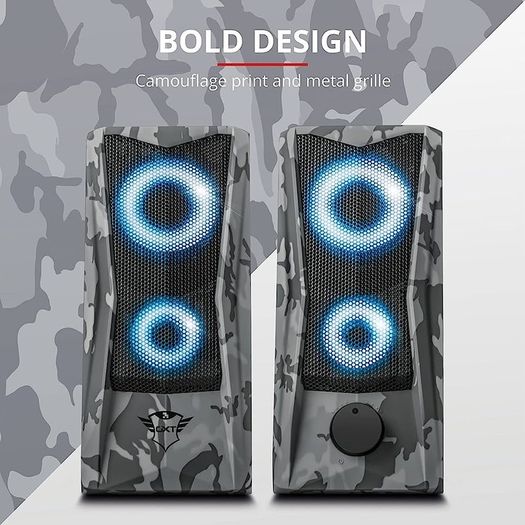 GXT 606 Javv RGB-Illuminated 2.0 PC Speakers, 12 W Peak Power, 3.5 mm Jack, Metal Grille, USB Powered Sound System, Speaker Set for Computer, Laptop, Mac