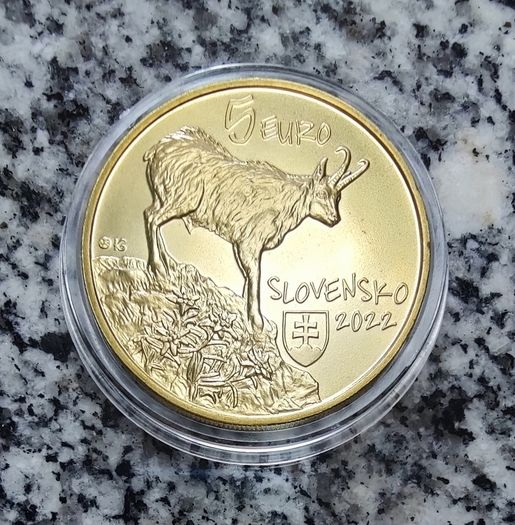 Slovakia 5 Euro Shiny Coin 2022 - Chamois - Fauna and flora in Slovakia
