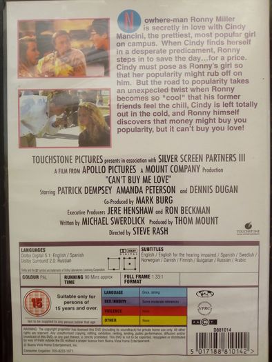 Can't Buy Me Love (1987) Dvd Patrick Dempsey 80's Comedy