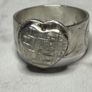 Handmade sterling silver love heart ring with trickles on the wide band. Size R Image 8