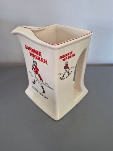 Vintage Johnnie Walker Scotch Whiskey Pitcher Jug - White Square