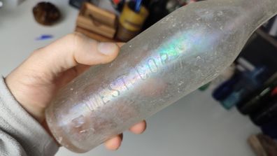 131 - Vintage West Cork Bottling Company Bandon Mineral Water Bottle Embossed Letters Clear Glass