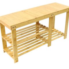 Bamboo Shoe Rack Bench 3 Tier Entryway Shoe Storage Organizer Shelf (FREE POSTAGE)