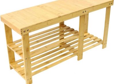Bamboo Shoe Rack Bench 3 Tier Entryway Shoe Storage Organizer Shelf (FREE POSTAGE)