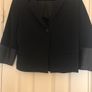 Black 3/4 sleeve jacket with leather cuff detail Image 3