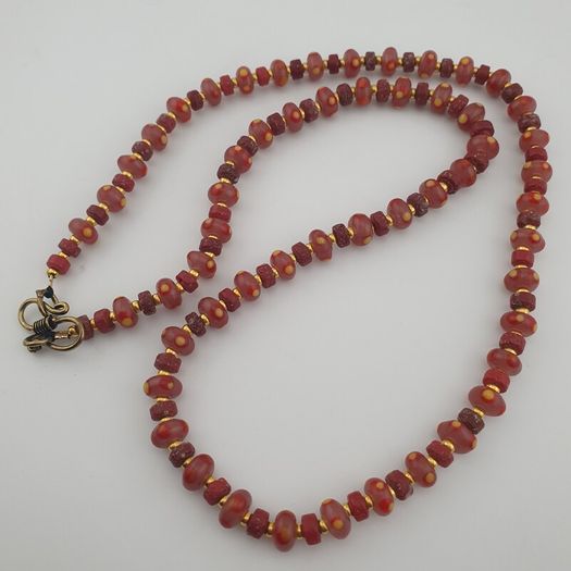 Vintage Venetian Style Tire Shape Eyes Glass Beads Necklace