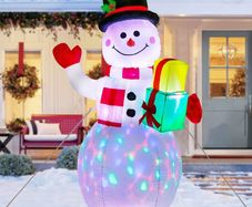 5Ft Christmas Inflatables Blow Up Yard Decorations, Upgrade Snowman Xmas Inflatable with Rotating LED Lights for Indoor Outdoor Yard Garden Christmas Decorations