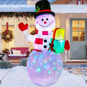 5Ft Christmas Inflatables Blow Up Yard Decorations, Upgrade Snowman Xmas Inflatable with Rotating LED Lights for Indoor Outdoor Yard Garden Christmas Decorations