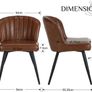 Set of 2 Dining Chairs with Quilted Back PU Leather Upholstered Seat and Metal Legs Image 8