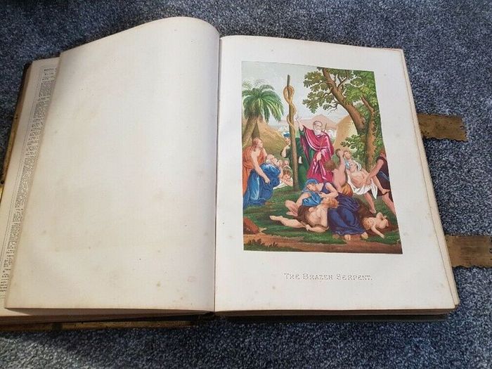 Large Very Heavy Antique HOLY BIBLE Brown s Self Interpreting Family Bible Rev John Brown Illustrated.