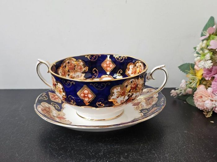Rare Royal Albert "Heirloom" Soup Coupe Bowl  with Saucer