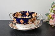 Rare Royal Albert "Heirloom" Soup Coupe Bowl  with Saucer