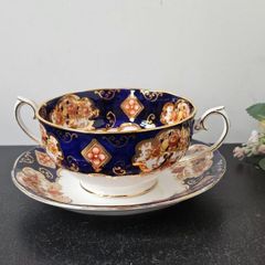 Rare Royal Albert "Heirloom" Soup Coupe Bowl  with Saucer