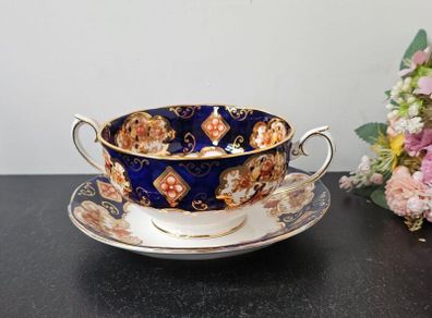 Rare Royal Albert "Heirloom" Soup Coupe Bowl  with Saucer