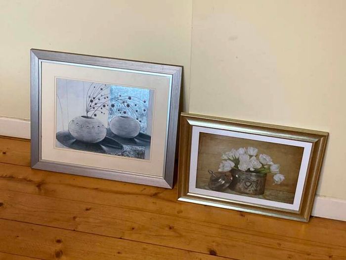 2 Framed Still Life Wall Art Prints |  - Silver & Gold Frames