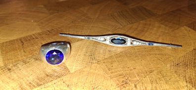 Silver Brooch and Ring