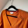 White Stuff Naria Organic Cotton Linen Blend VNeck Jumper / Sweater Vibrant Orange Size 16 Image 4