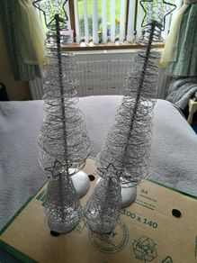 4 tabletop glitter metal wire christmas  trees